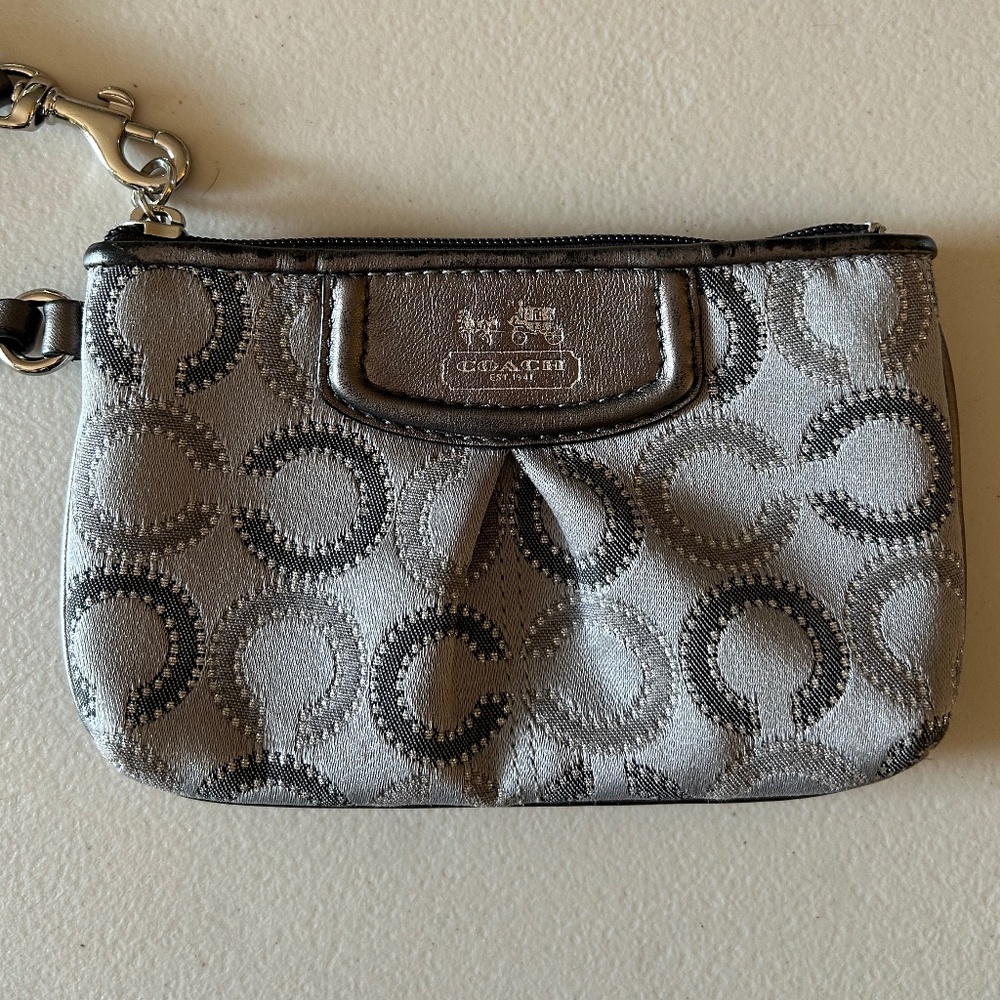 Coach Signature Logo Grey wristlet